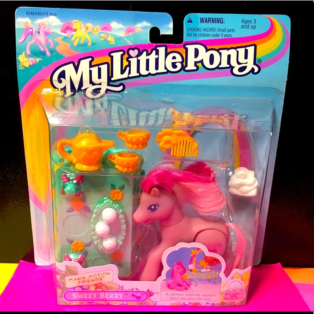 MY LITTLE PONY G2 NWT VTG 1997 MAGIC MOTIONS SWEET BERRY w/RAINBOW & ACC…